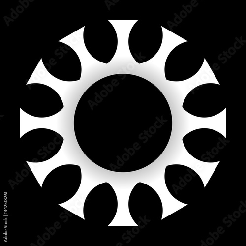 cov sars 2 - coronavirus icon sign symbol, white gradient outline flat - vector