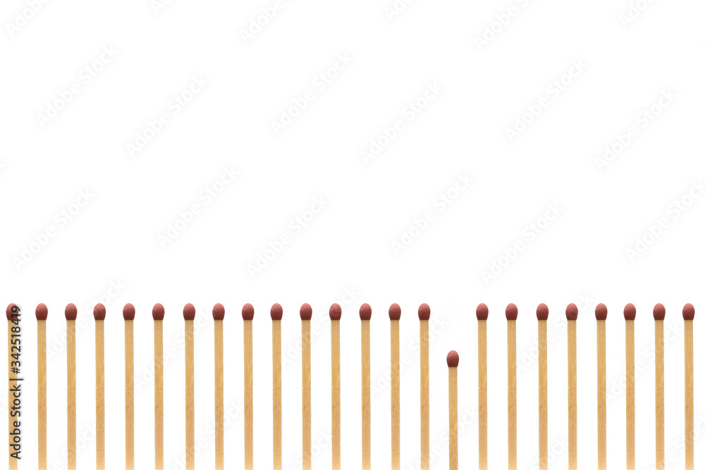 top view of matches standing on isolated white background
top view of matches standing on isolated white background