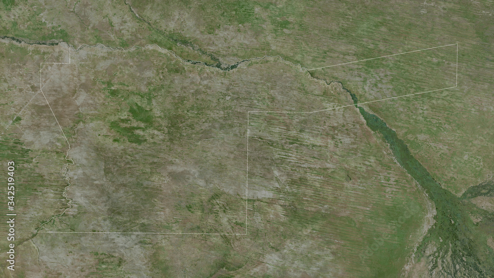 Kavango East, Namibia - outlined. Satellite Kavango East, Namibia - outlined. Satellite