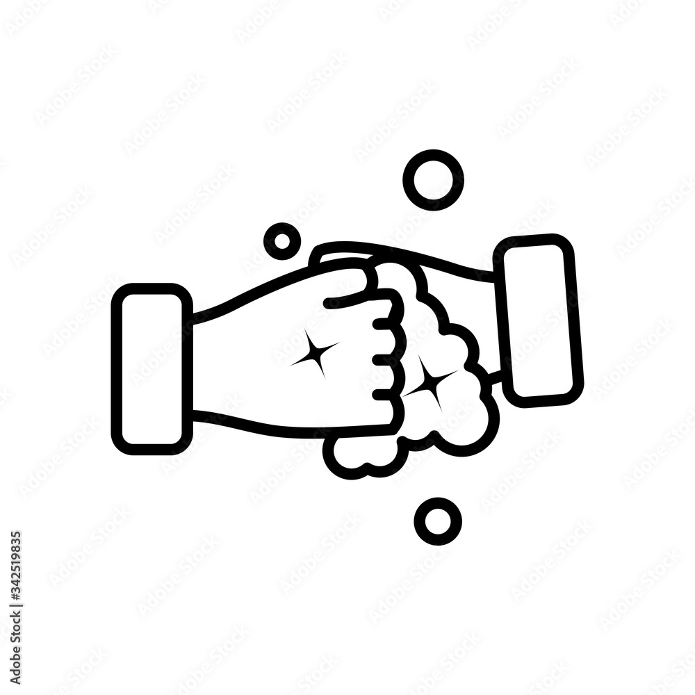 hand washing gesture with soapy water, line style