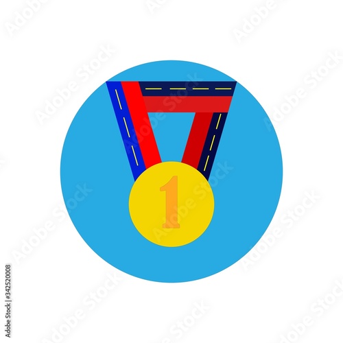 Illustration vector of award gold medal number 1 vector concept in blue circle button.