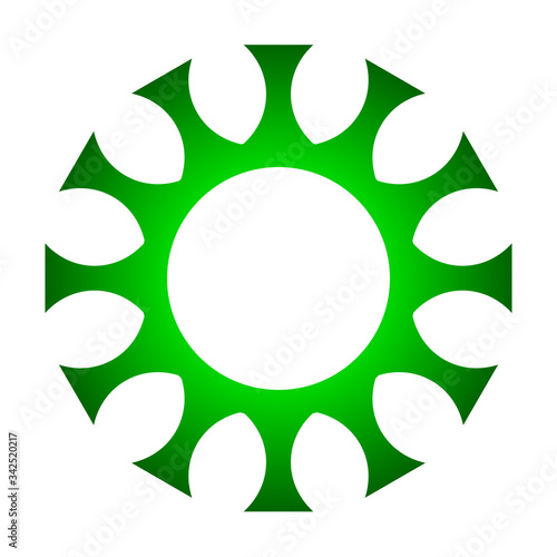 cov sars 2 - coronavirus icon sign symbol, green gradient outline flat - vector