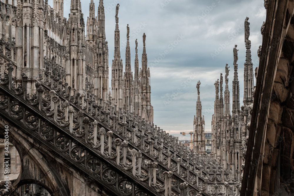 Structure and details of the roofs of the cathedral of Milan