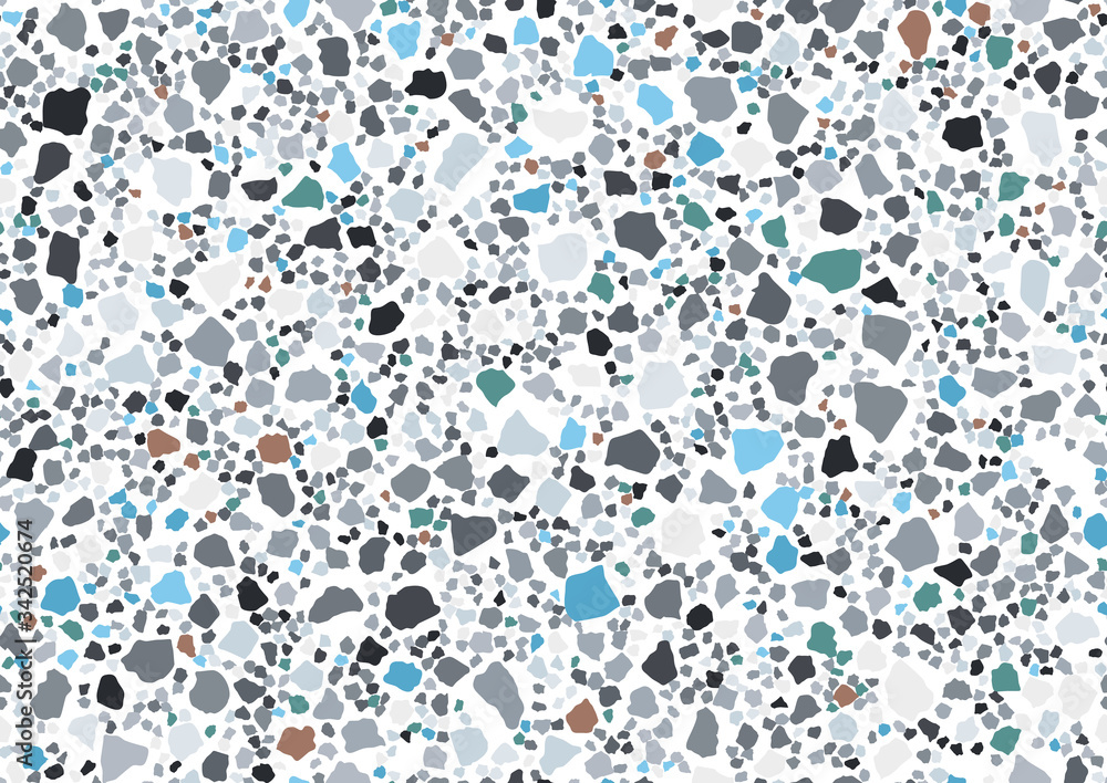 Abstract flat terrazzo seamless for textile, floor tile design. Seamless background pattern. Vector vintage fashion illustration.