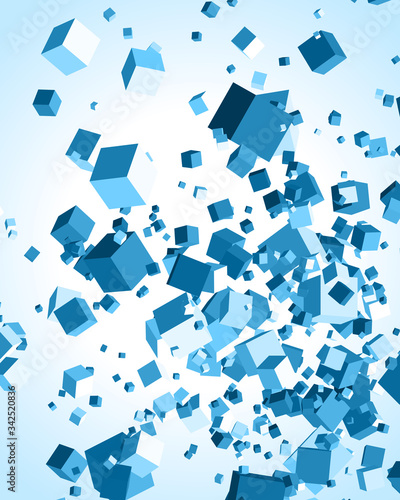 Abstract background blue decorative 3d cubes vector illustration
