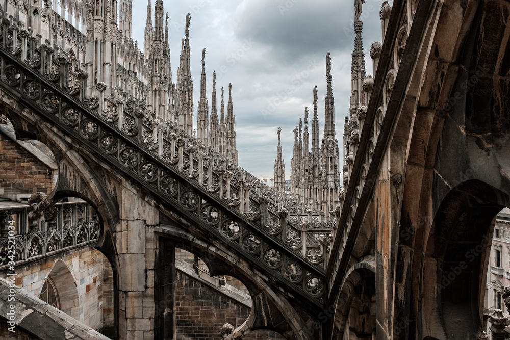 Structure and details of the roofs of the cathedral of Milan