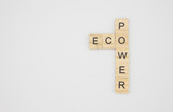 Drewniane klocki napis eco power