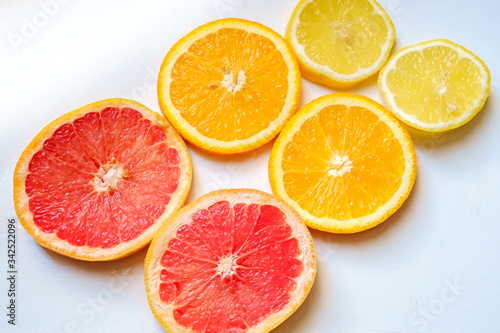 Slices of lemon  orange  grapefruit. Citrus pattern.
