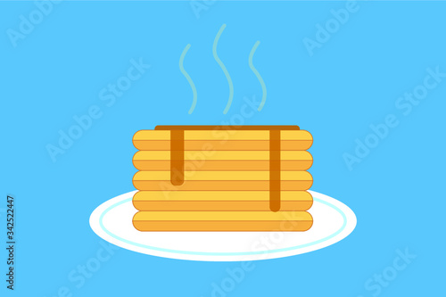 Vector pancakes illustration. Baking with syrup. Breakfast concept.