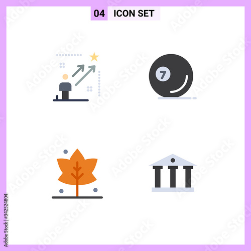 4 Creative Icons Modern Signs and Symbols of user, ball, arrow, snooker, thanks