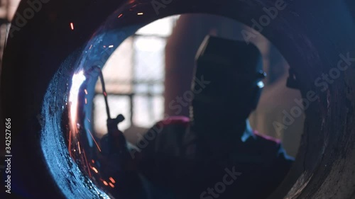 Professional welder works with gas welding machine #JBRB209