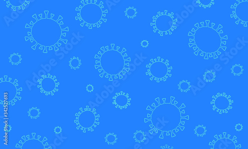 Coronavirus Covid-19 pattern blue. Vector illustrations on blue background.