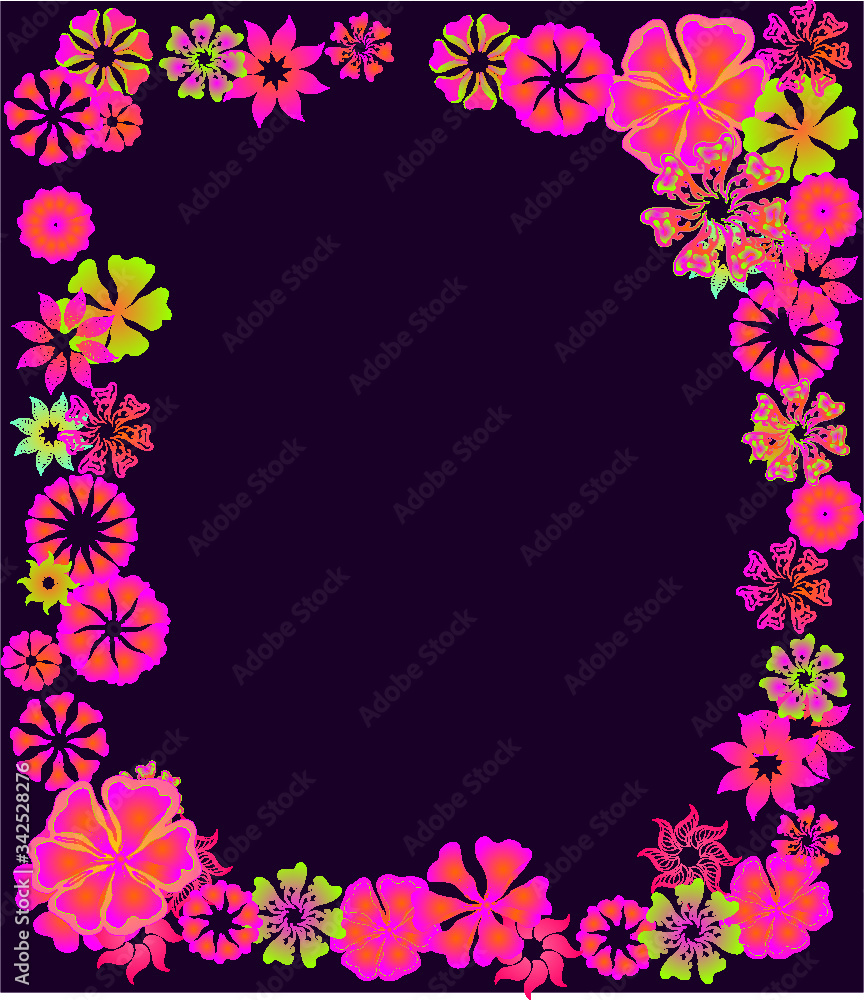 colorful flowers print embroidery graphic design vector art