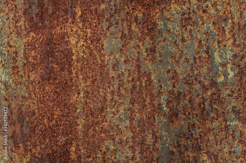 Texture with covered paint. Brown background with rust