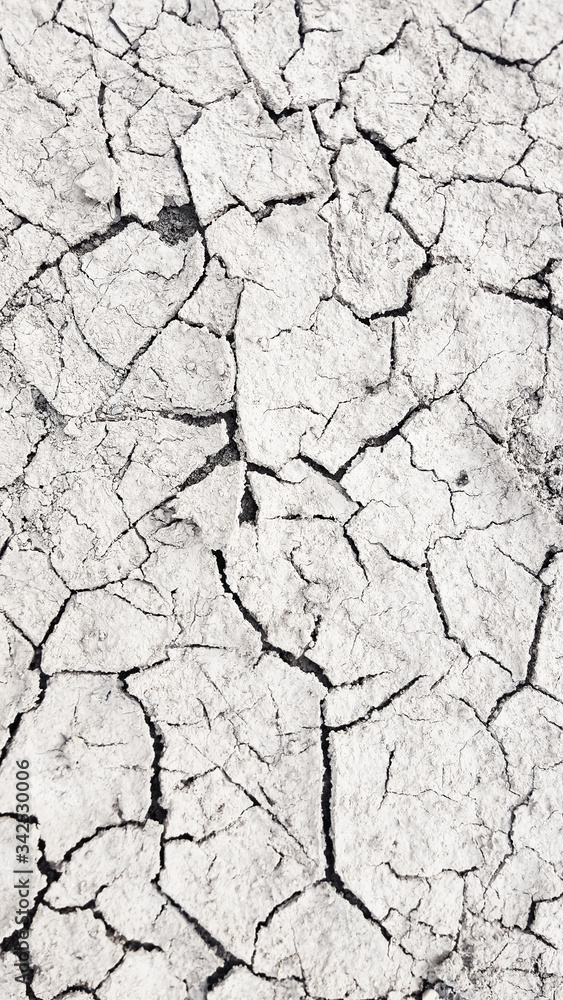 Fototapeta premium Dry mud cracked ground texture. Drought season background