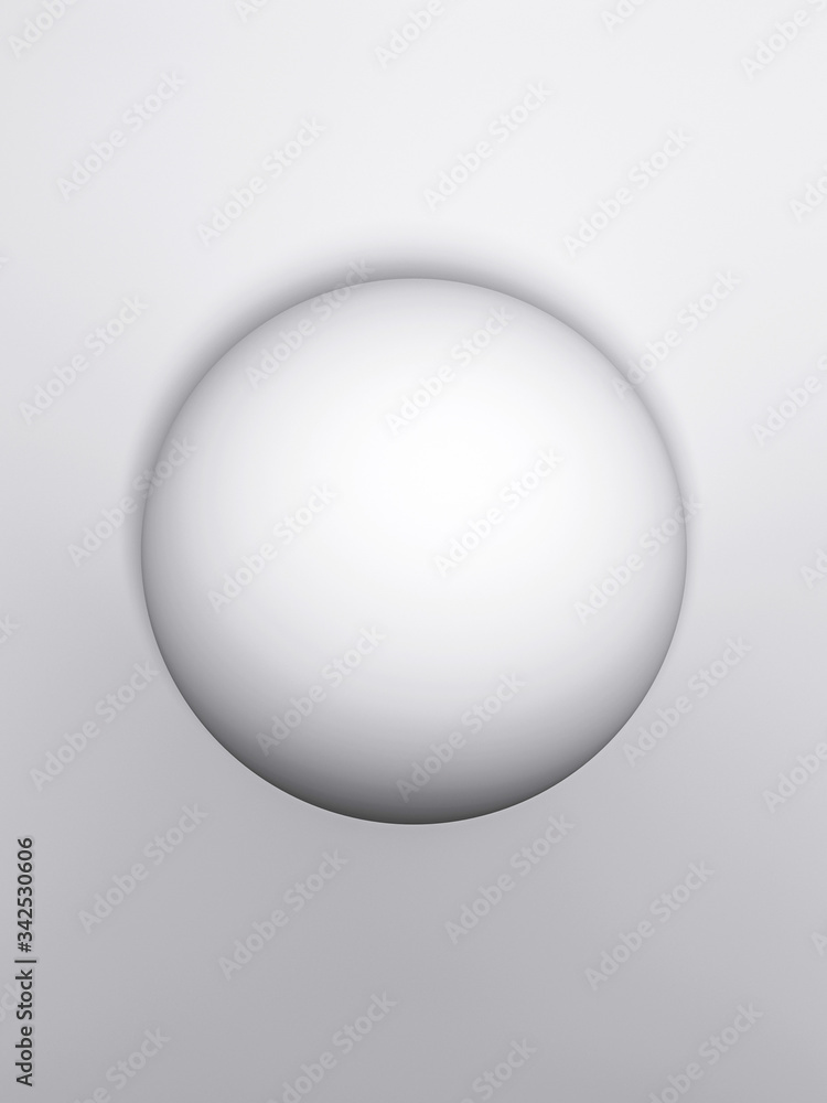 Gypsum sphere. A ball hanging in the air with the light wall on the background Gypsum sphere. A ball hanging in the air with the light wall on the background