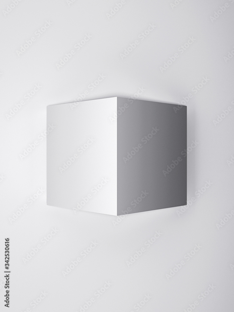 Gypsum cube. A cube in the wall. Square box on white background. 3d illustration Gypsum cube. A cube in the wall. Square box on white background. 3d illustration