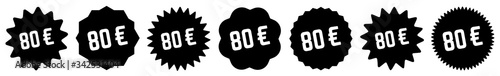 80 Price Tag Black | 80 Euro | Special Offer Icon | Sale Sticker | Deal Label | Variations