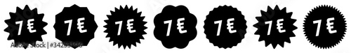 7 Price Tag Black | 7 Euro | Special Offer Icon | Sale Sticker | Deal Label | Variations