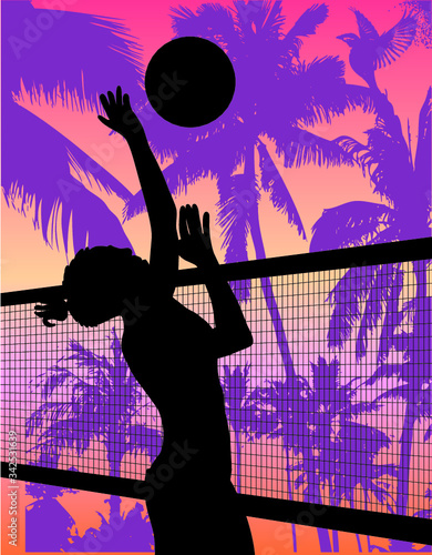 beach volley summer sports print and embroidery graphic design vector art