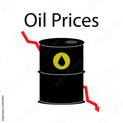  Oil prices fall icon. Fall oil prices. Coronavirus crisis.