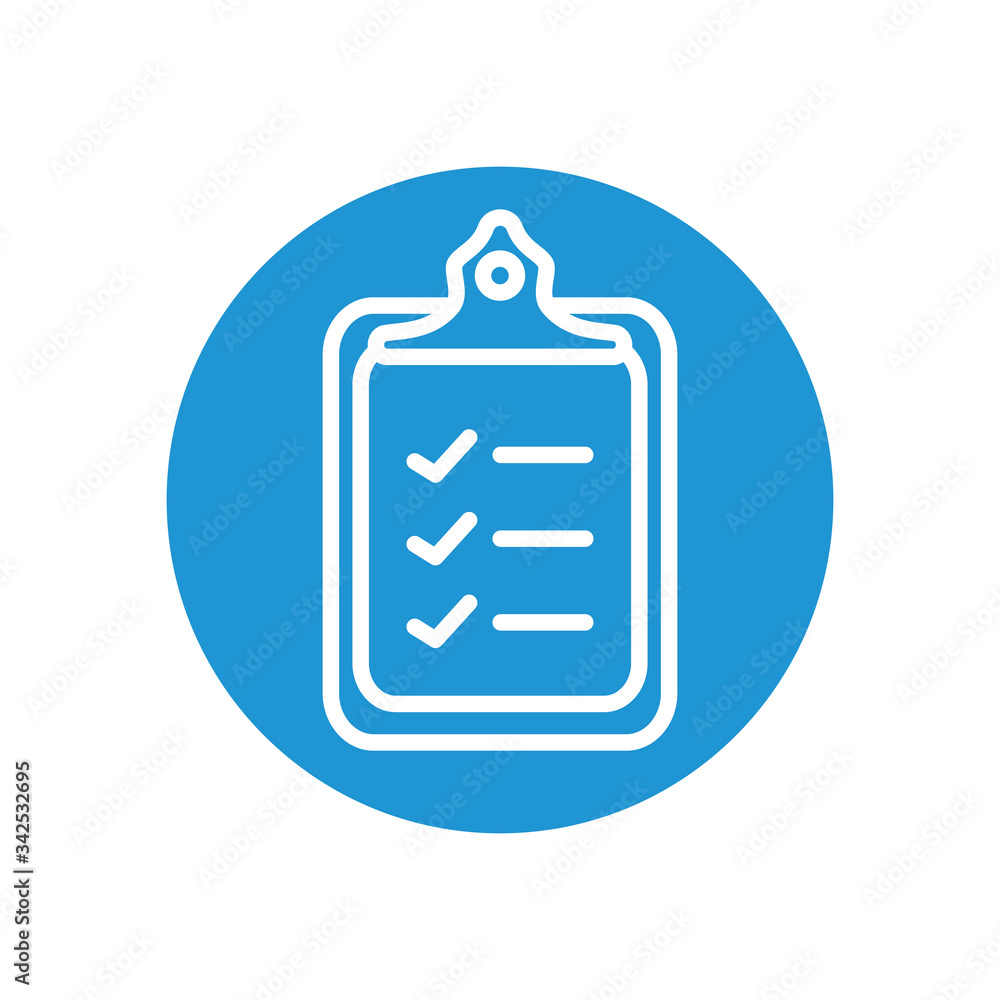 clipboard with checklist icon, line block style clipboard with checklist icon, line block style
