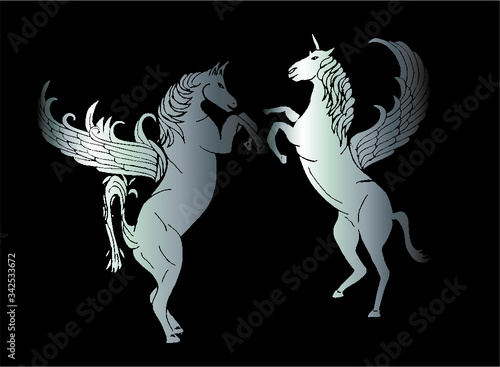 hand drawing horse print and embroidery graphic design vector art photo