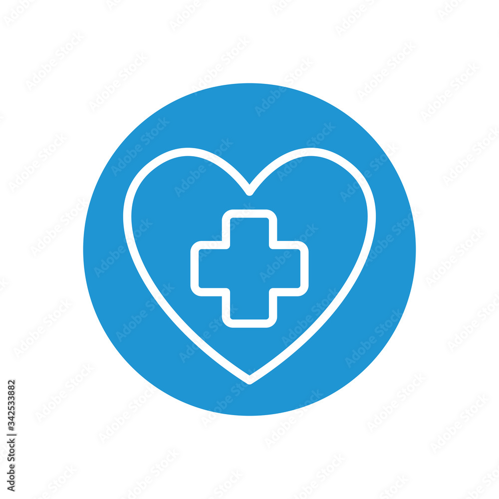 heart with medical cross icon, line block style heart with medical cross icon, line block style