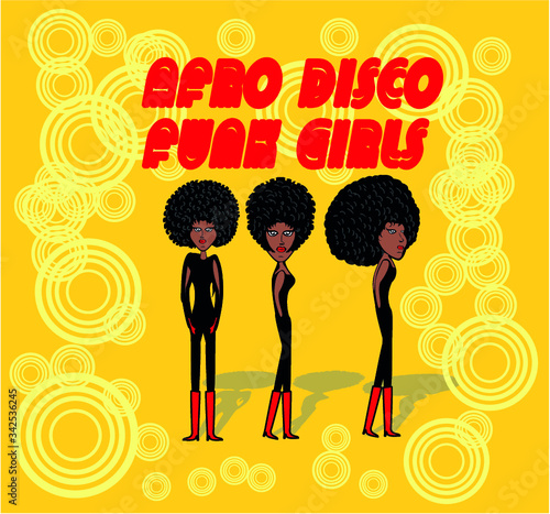 Afro American funk soul disco dance party theme style print and embroidery graphic design vector art