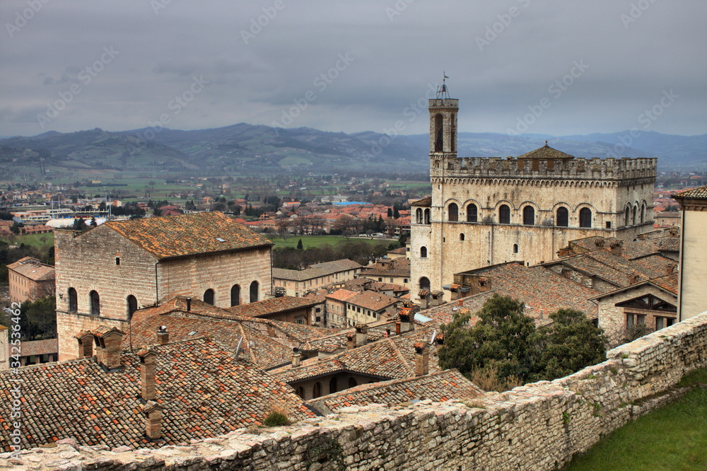 Panoramic view of Gubbio, Italy