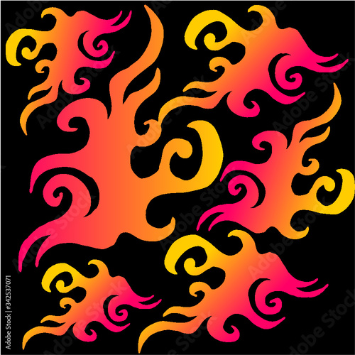 hand drawing tattoo tribal flame print and embroidery graphic design vector art