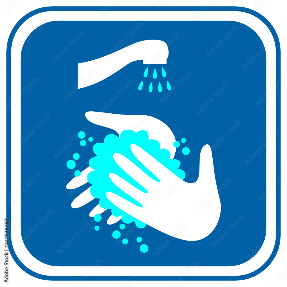 Obraz premium Hand washing Mandatory sign for stop infection