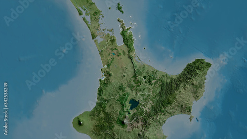 Waikato, New Zealand - outlined. Satellite