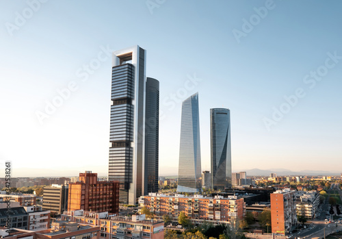 4 towers business center Madrid bright daylight photo