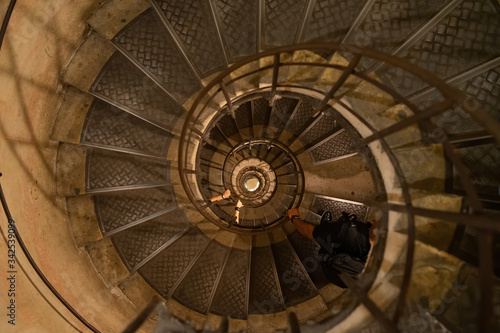 Spiral stairway inside of Arc de Triumph, Paris