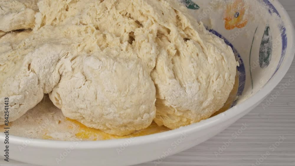 Hands dough for pizza making process in flour Hands dough for pizza making process in flour
