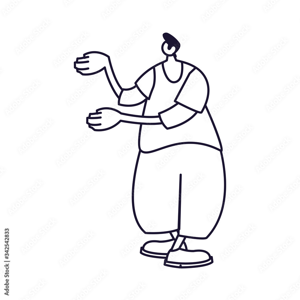 young man standing, line style icon young man standing, line style icon