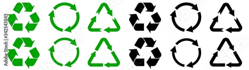  Recycle symbol icon vector set. Reusing symbols. Isolated on white background 
