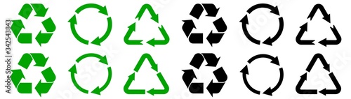 
Recycle symbol icon vector set. Reusing symbols. Isolated on white background
