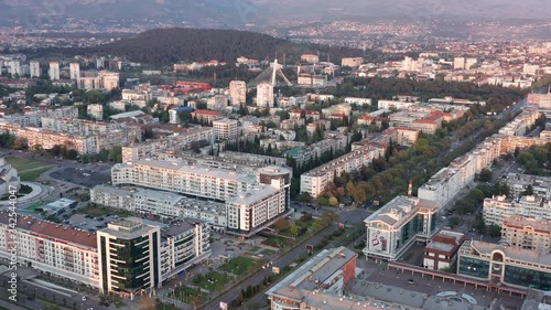 Wallpaper Mural Podgorica, capital of Montenegro: circling above new and modern city blocks of commercial and residential buildings. Torontodigital.ca