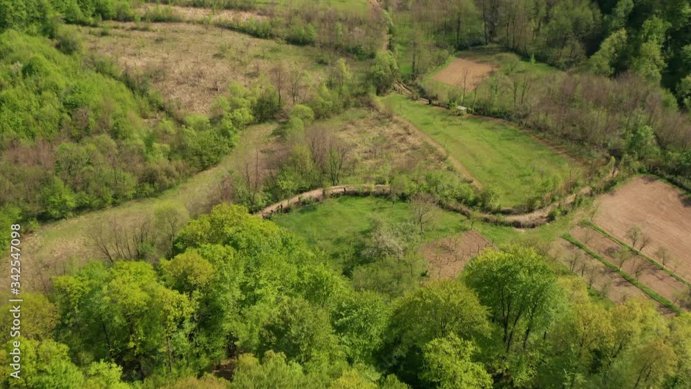 aerial view over the hill and forest aerial view over the hill and forest