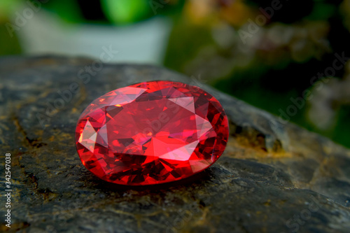 ruby Is red gem Beautiful by nature For making expensive jewelry	 photo
