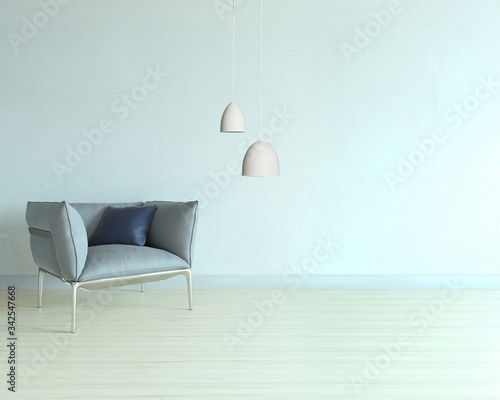 stone wall  interior design for home  office  hotel and bedroom  modern lamp. 3D illustration