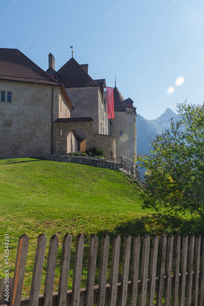 Gruyeree castle environment is switzerland at summer Gruyeree castle environment is switzerland at summer