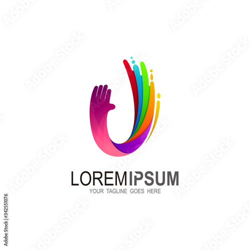 Letter U logo with design abstract, Colorful icons