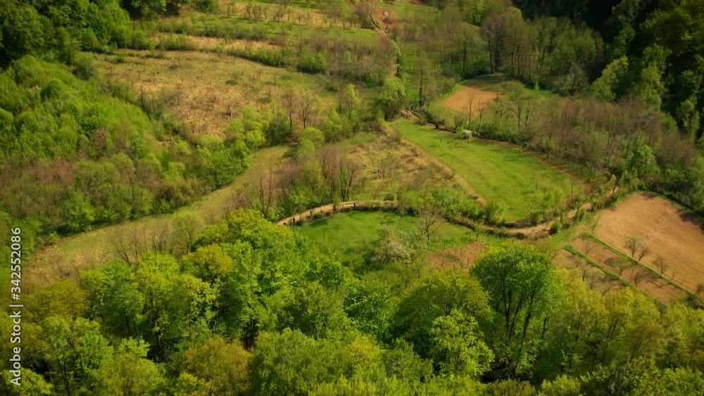 aerial view over the hill and forest aerial view over the hill and forest