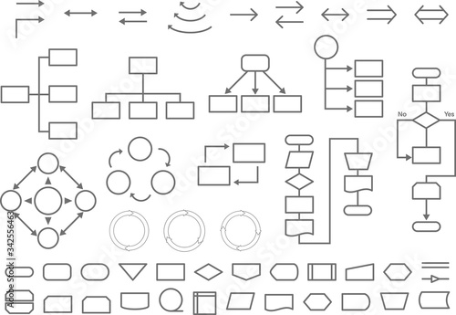 A set of flowcharts drawn with simple shapes