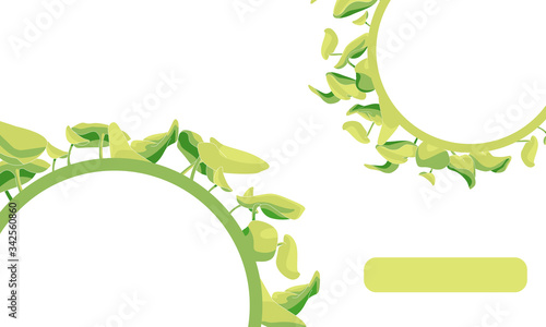 Waterlily leaves on white isolated backdrop. Round frames for invitation or gift card, scrapbook, wedding card, bath tile. Phone case or cloth print art. Minimal style stock vector illustration