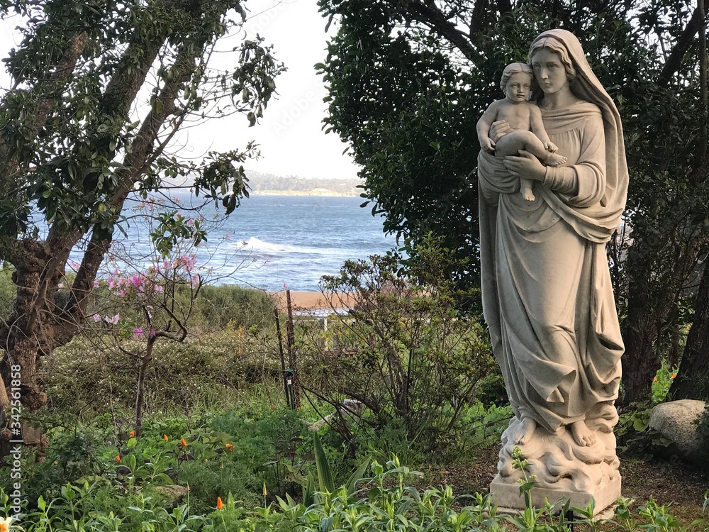 Statue of the Madonna and Child in the Carmelite Monastery Gardens 