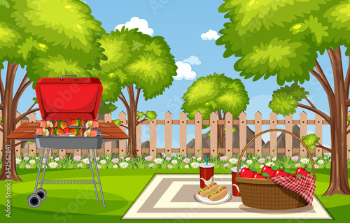 Background scene with BBQ in the park